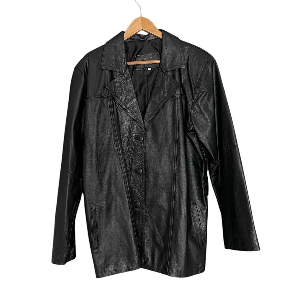PELZ Black Leather Jacket Size 20